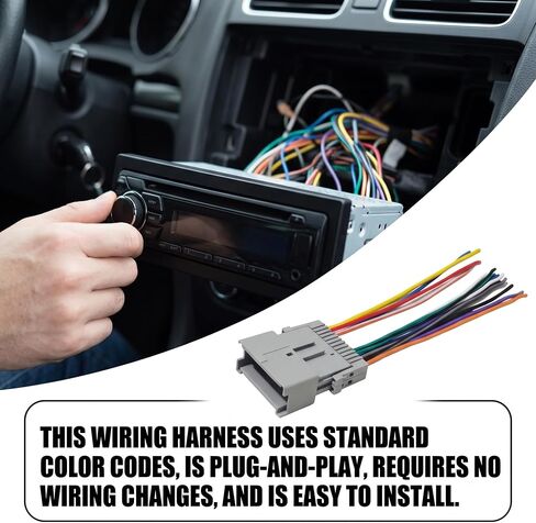 Car Radio Audio Receiver Wiring Harness Kit, Aftermarket Stereo Connection Wire Cable Plug with Antenna Adapter, Stereo Wiring Harness, Audio Modification Accessories for Most Vehicle Model in Saudi Arabia