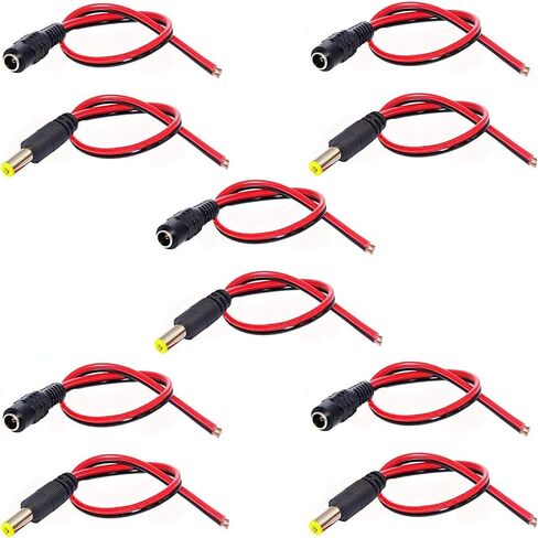 DC Power Pigtail Cable,5.5x2.1mm 18AWG 12V 5A (5 Pairs) in Kuwait