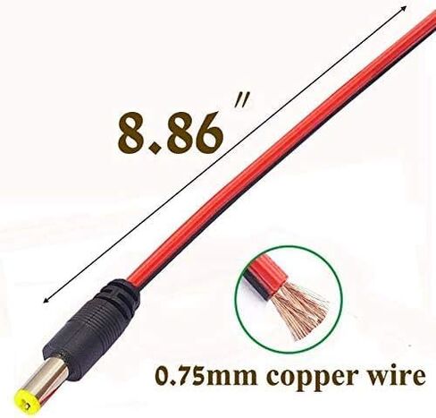 DC Power Pigtail Cable,5.5x2.1mm 18AWG 12V 5A (5 Pairs) in Kuwait