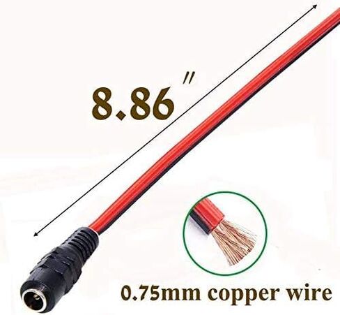 DC Power Pigtail Cable,5.5x2.1mm 18AWG 12V 5A (5 Pairs) in Kuwait