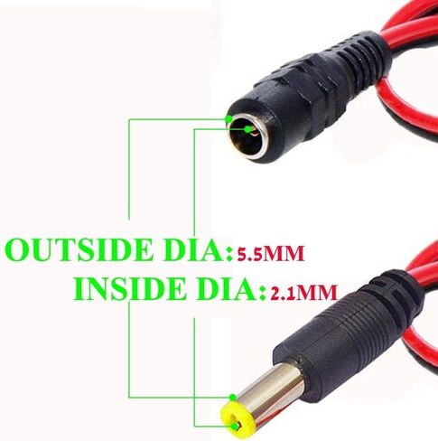 DC Power Pigtail Cable,5.5x2.1mm 18AWG 12V 5A (5 Pairs) in Kuwait