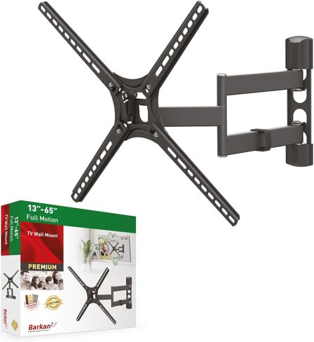 Barkan White TV Wall Mount, 13-65 inch Full Motion Articulating - 4 Movement Flat/Curved Screen Bracket, Holds up to 88 lbs, Patented, UL Listed, Fits LED OLED LCD in Kuwait