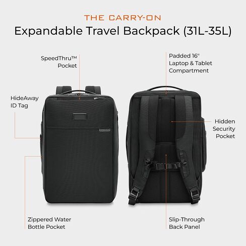 Briggs & Riley Baseline 3-Way Convertible Carry-On Travel Backpack, Black in Kuwait
