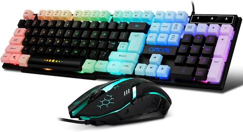 CHONCHOW Gaming Keyboard and Mouse Combo, USB Wired Rainbow Backlit in Saudi Arabia