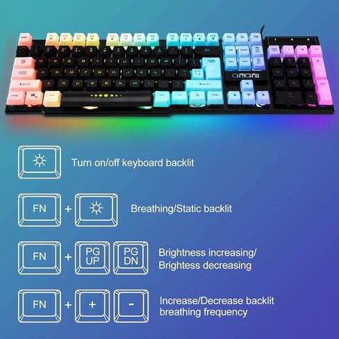 CHONCHOW Gaming Keyboard and Mouse Combo, USB Wired Rainbow Backlit in Saudi Arabia