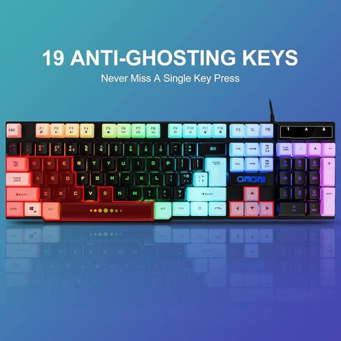CHONCHOW Gaming Keyboard and Mouse Combo, USB Wired Rainbow Backlit in Saudi Arabia