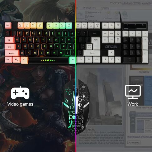 CHONCHOW Gaming Keyboard and Mouse Combo, USB Wired Rainbow Backlit in Saudi Arabia