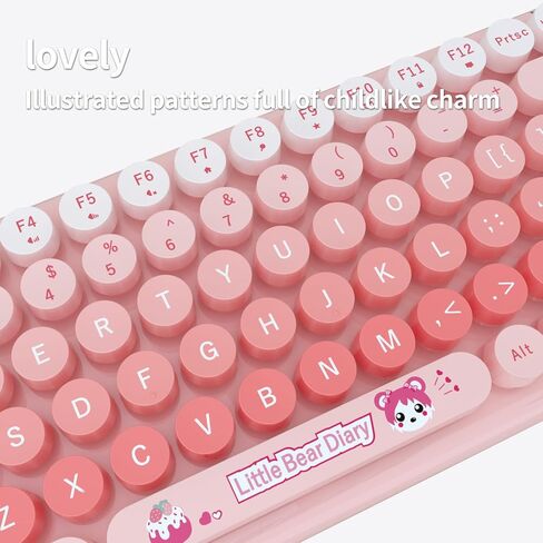Candy Mini Wireless 2.4G USB Keyboard Mouse Set Round Keycap Multi-Colour Cute Lovely for Girls 84 Key (Multicolor Pink)… in Kuwait