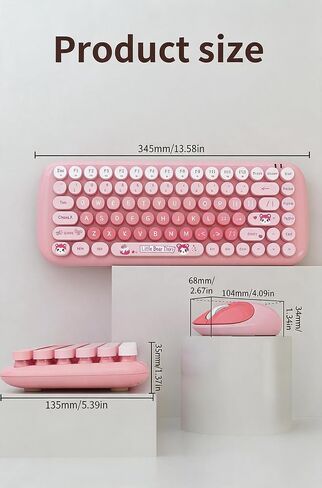 Candy Mini Wireless 2.4G USB Keyboard Mouse Set Round Keycap Multi-Colour Cute Lovely for Girls 84 Key (Multicolor Pink)… in Kuwait