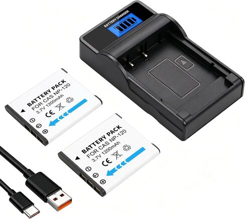 2-Pack NP-120 Battery and LCD Charger Replacement for Casio NP-120 CNP-120 in Saudi Arabia