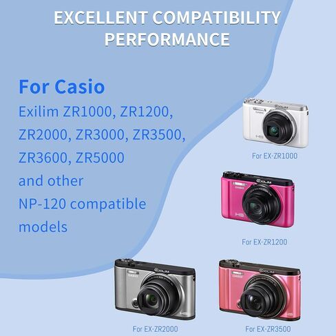 2-Pack NP-120 Battery and LCD Charger Replacement for Casio NP-120 CNP-120 in Saudi Arabia