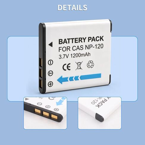 2-Pack NP-120 Battery and LCD Charger Replacement for Casio NP-120 CNP-120 in Saudi Arabia