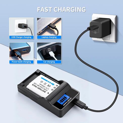 2-Pack NP-120 Battery and LCD Charger Replacement for Casio NP-120 CNP-120 in Saudi Arabia