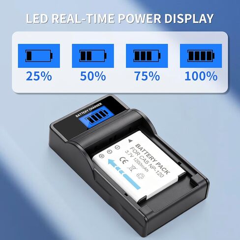 2-Pack NP-120 Battery and LCD Charger Replacement for Casio NP-120 CNP-120 in Saudi Arabia