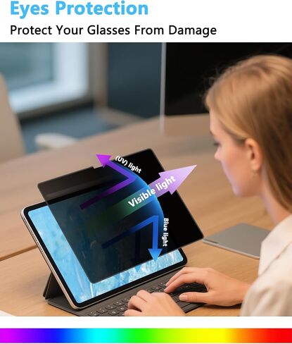 4-Way 360° Magnetic Privacy Screen for iPad Pro 13 Inch (M4 2024/M5 2025, 7th/8th Generation), Removable Anti Blue Glare Light Spy Filter, HD Crystal Clear, High Sensitive, Black Security Screen Protector in Kuwait