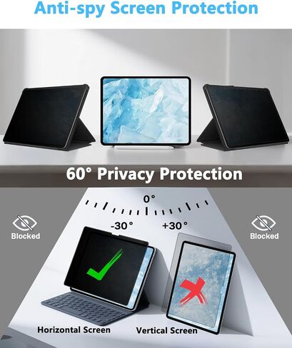 4-Way 360° Magnetic Privacy Screen for iPad Pro 13 Inch (M4 2024/M5 2025, 7th/8th Generation), Removable Anti Blue Glare Light Spy Filter, HD Crystal Clear, High Sensitive, Black Security Screen Protector in Kuwait