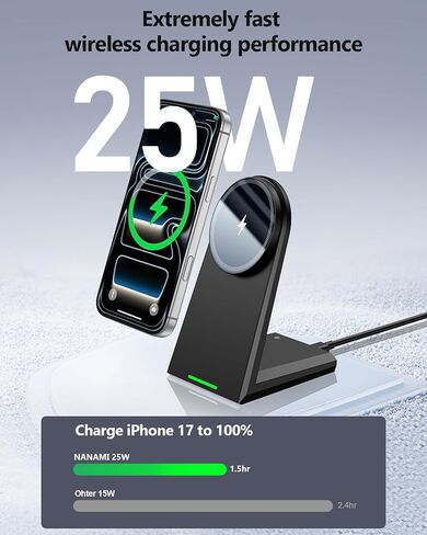 NANAMI 25W Magnetic Wireless Charger Stand with 30W PD Adapter for iPhone in Saudi Arabia