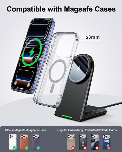 NANAMI 25W Magnetic Wireless Charger Stand with 30W PD Adapter for iPhone in Saudi Arabia