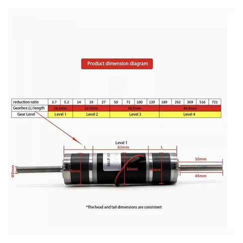 36MM36ZY Dual Output M8*50/100MM Thread Long Axis DC Planetary Reduction Motor 12V24V Forward & Reverse Large Torque Small Motor in Saudi Arabia