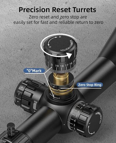 EZshoot 5-25x56 FFP Rifle Scope with Zero Stop, MOA Illuminated Reticle, Parallax Adjustment, 34mm Tube Long Range Scope, First Focal Plane Riflescope in Kuwait