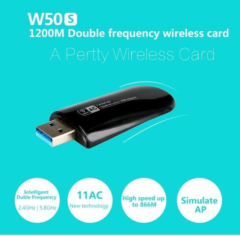 JAPOO RTL8812AU 1200M Wireless USB WiFi Adapter for Desktop PC and Laptop,Dual Band 5.8G/2.4G WiFi Adapter,Supports Win7/8/10/11/Linux/Ubuntu Kali Mint Debian Kubuntu Mate Zorin PureOS Raspberry Pi in Kuwait