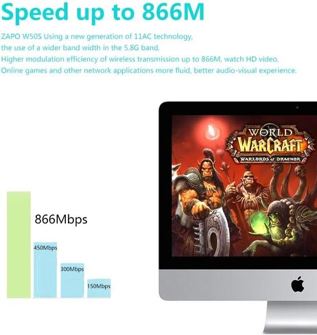 JAPOO RTL8812AU 1200M Wireless USB WiFi Adapter for Desktop PC and Laptop,Dual Band 5.8G/2.4G WiFi Adapter,Supports Win7/8/10/11/Linux/Ubuntu Kali Mint Debian Kubuntu Mate Zorin PureOS Raspberry Pi in Kuwait