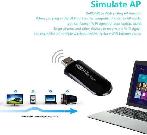 JAPOO RTL8812AU 1200M Wireless USB WiFi Adapter for Desktop PC and Laptop,Dual Band 5.8G/2.4G WiFi Adapter,Supports Win7/8/10/11/Linux/Ubuntu Kali Mint Debian Kubuntu Mate Zorin PureOS Raspberry Pi in Kuwait