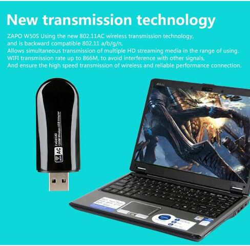 JAPOO RTL8812AU 1200M Wireless USB WiFi Adapter for Desktop PC and Laptop,Dual Band 5.8G/2.4G WiFi Adapter,Supports Win7/8/10/11/Linux/Ubuntu Kali Mint Debian Kubuntu Mate Zorin PureOS Raspberry Pi in Kuwait