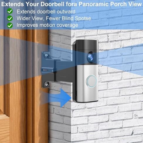 Adjustable 2" to 4.7" Doorbell Extender Mount for Ring Newest 2026 Battery/Blink/Tapo/Orbitell Video Doorbell, Universal Doorbell Angle Camera Mount, Brick Wall Mounting Bracket Holder for Wider View in Kuwait