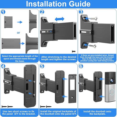 Adjustable 2" to 4.7" Doorbell Extender Mount for Ring Newest 2026 Battery/Blink/Tapo/Orbitell Video Doorbell, Universal Doorbell Angle Camera Mount, Brick Wall Mounting Bracket Holder for Wider View in Kuwait