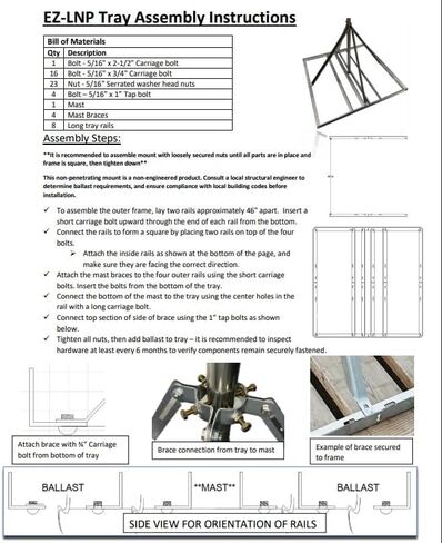 EZ LNP-120-200 Large Non-Penetrating Roof Mount with 2" x 120" Mast with Mat in Kuwait