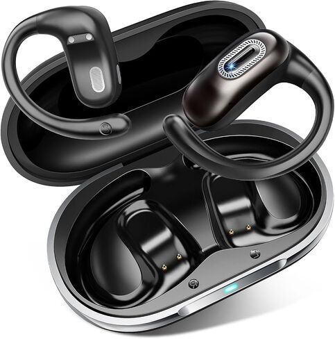 Open Ear Ear buds, Bluetooth 5.4 Wireless Earbuds, 50H, Air Conduction Headphones, HD Stereo Bass Over Ear Earphones with Earhooks, Ultra-Comfort Secure Fit, IPX7 Waterproof Headset for Working Sports in Kuwait