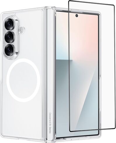 BENKS for Samsung Galaxy Z Fold 7 Case with Screen Protector & Hinge Protection, Magnetic Clear Phone Case, Anti Yellowing Shockproof Protective Bumper Transparent Cell Cover, Crystal Grand Combo in Kuwait