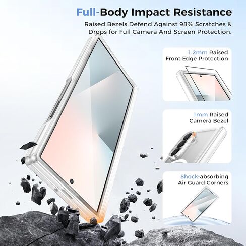 BENKS for Samsung Galaxy Z Fold 7 Case with Screen Protector & Hinge Protection, Magnetic Clear Phone Case, Anti Yellowing Shockproof Protective Bumper Transparent Cell Cover, Crystal Grand Combo in Kuwait
