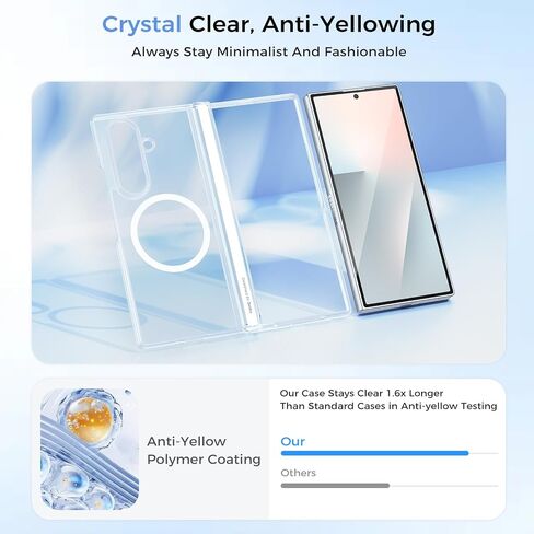 BENKS for Samsung Galaxy Z Fold 7 Case with Screen Protector & Hinge Protection, Magnetic Clear Phone Case, Anti Yellowing Shockproof Protective Bumper Transparent Cell Cover, Crystal Grand Combo in Kuwait