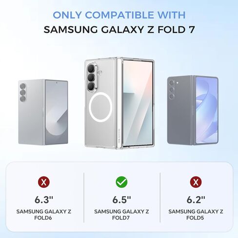 BENKS for Samsung Galaxy Z Fold 7 Case with Screen Protector & Hinge Protection, Magnetic Clear Phone Case, Anti Yellowing Shockproof Protective Bumper Transparent Cell Cover, Crystal Grand Combo in Kuwait