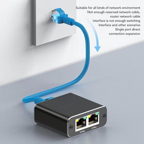 Gigabit 1000Mbps RJ45 Ethernet Splitter 1-Port to 2-Port Network Adapter Shares 2 Devices with USB Power Cable Compatible with Cat5 Cat5e Cat6 Cat7 Cables for Router Modem Extension in Saudi Arabia