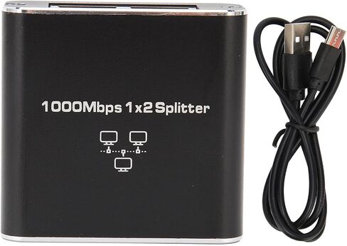 Gigabit 1000Mbps RJ45 Ethernet Splitter 1-Port to 2-Port Network Adapter Shares 2 Devices with USB Power Cable Compatible with Cat5 Cat5e Cat6 Cat7 Cables for Router Modem Extension in Saudi Arabia