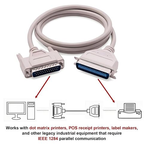 5Ft DB25 Male to CN36 Male Parallel Cable Legacy Printer Cord in Kuwait