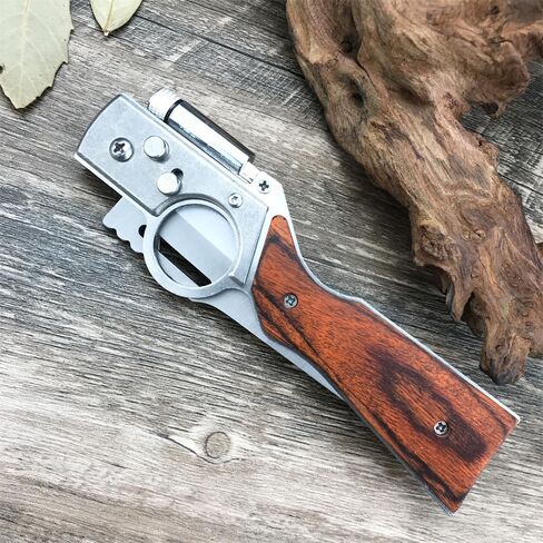 10 inch AK47 Manual Open Folding Pocket Knife With LED Light,Stainless Steel Blade, Wooden handle, EDC Knives for Hiking,Outdoor, Camping, Gift Nylon Sheath in Kuwait