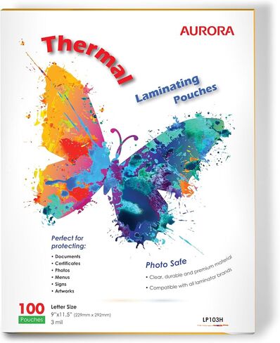 Aurora Premium Thermal Laminating Pouches, 9" x 11.5" / Letter Size / 3 mil, 100 Sheets in Kuwait