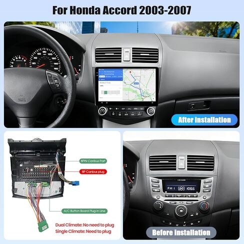 Android 15 4G+64G Car Stereo for Honda Accord 2003-2007 with Wireless Carplay Android Auto, 10 Inch Incell Touchscreen Head Unit 32-EQ DSP Bluetooth 5.0 GPS WiFi FM/RDS Mirror Link SWC Backup Cam in Kuwait