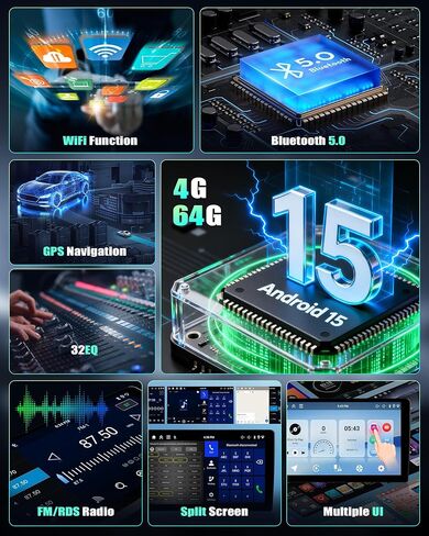 Android 15 4G+64G Car Stereo for Honda Accord 2003-2007 with Wireless Carplay Android Auto, 10 Inch Incell Touchscreen Head Unit 32-EQ DSP Bluetooth 5.0 GPS WiFi FM/RDS Mirror Link SWC Backup Cam in Kuwait