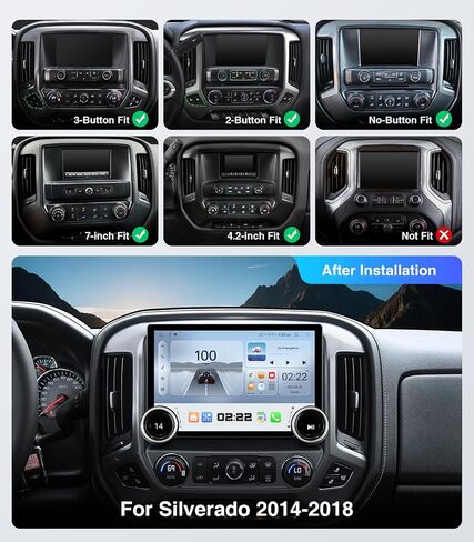 Car Stereo for Chevy Silverado GMC Sierra 2014-2018, Wireless CarPlay & Android Auto, 11.5 Inch QLED Touch Screen Radio Upgrade, GPS Navigation Head Unit, Bluetooth, Backup Camera in Kuwait