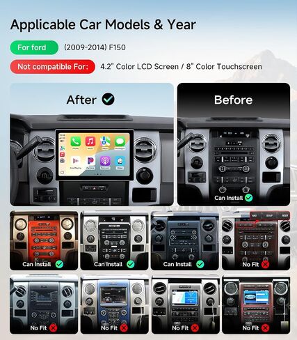 Car Radio Stereo for Ford F150 2009-2014, Wireless CarPlay Android Auto in Kuwait