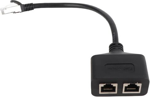 Ethernet Splitter 1 to 2 Port, RJ45 Network Splitter Ethernet Adapter Cable for Home Office, One Port Works at a Time in Kuwait