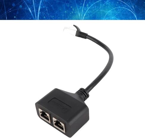 Ethernet Splitter 1 to 2 Port, RJ45 Network Splitter Ethernet Adapter Cable for Home Office, One Port Works at a Time in Kuwait