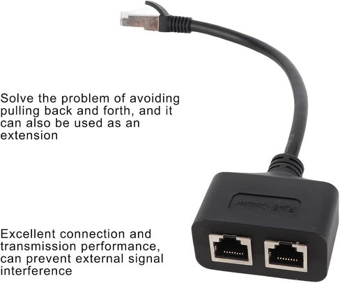 Ethernet Splitter 1 to 2 Port, RJ45 Network Splitter Ethernet Adapter Cable for Home Office, One Port Works at a Time in Kuwait
