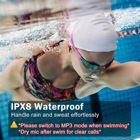 Swimming Headphones-Bone Conduction Headphones, IP68 Waterproof Open Earphones, LiteSurge Bluetooth 5.4 Underwater Sport Earbuds with 32 GB MP3 Memory for Swimming, Marathon-Ink Black in Kuwait