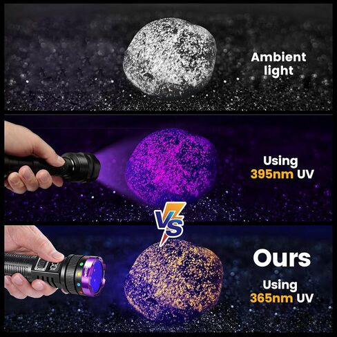 VASTFIRE 365nm UV Light Rechargeable, 30W 3LEDs Black Light Powerful UV Flashlight, LCD Display & Filter Lens, Strong Ultraviolet Blacklight for Resin Curing, Pet Urine Detection, Rocks, Scorpion,etc in Kuwait